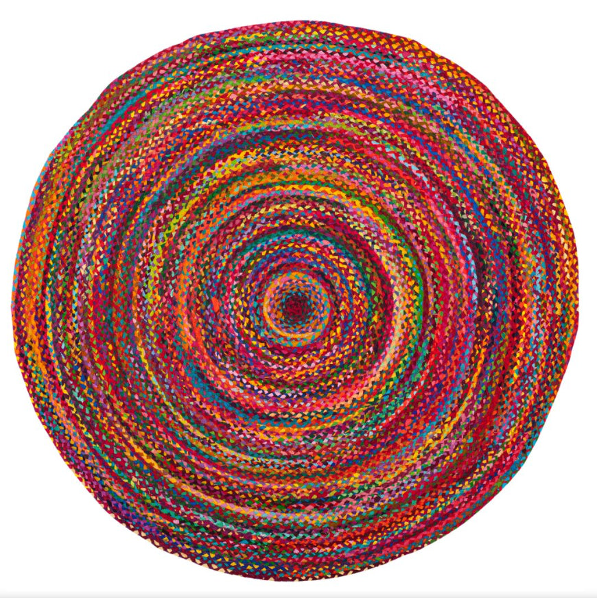 Avioni Home Nature’s Bloom Collection – Braided Rag Rug in Colorful Chindi – Contemporary Colorful Design – Reversible