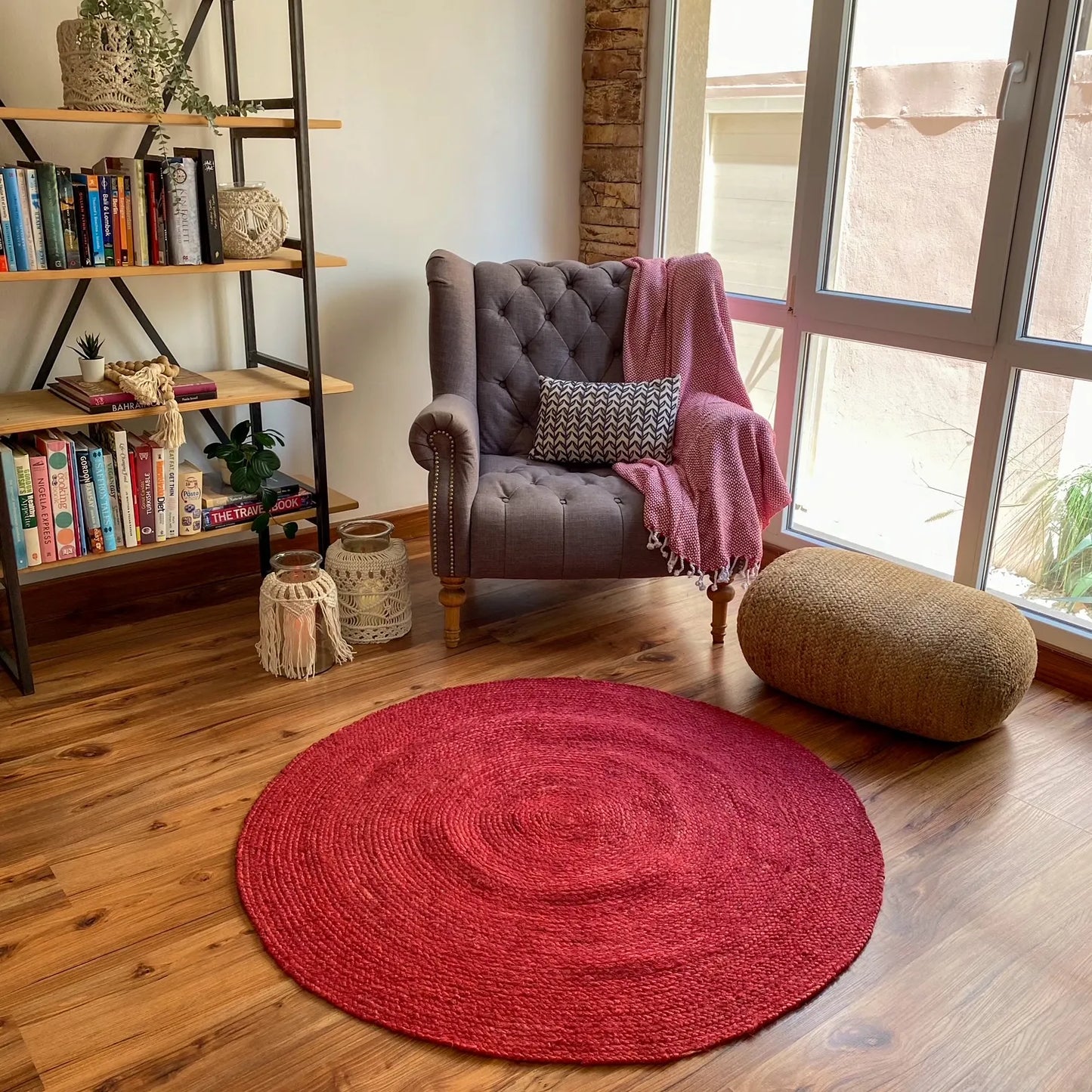 Avioni Home Eco Collection – Large Eco-friendly Handwoven Red Jute Rug