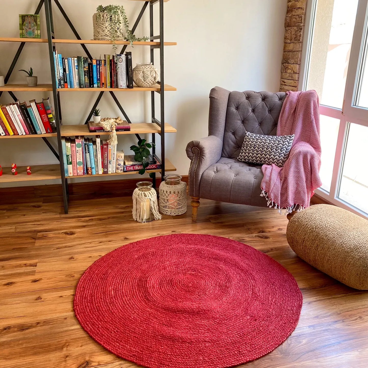 Avioni Home Eco Collection – Large Eco-friendly Handwoven Red Jute Rug