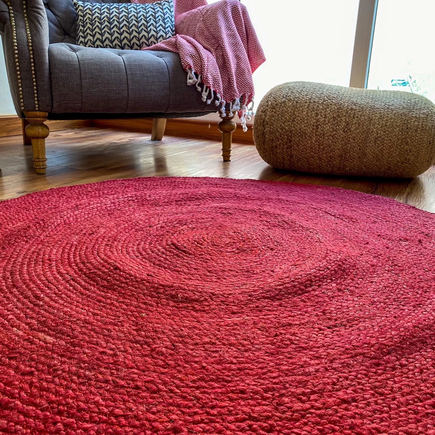 Avioni Home Eco Collection – Large Eco-friendly Handwoven Red Jute Rug
