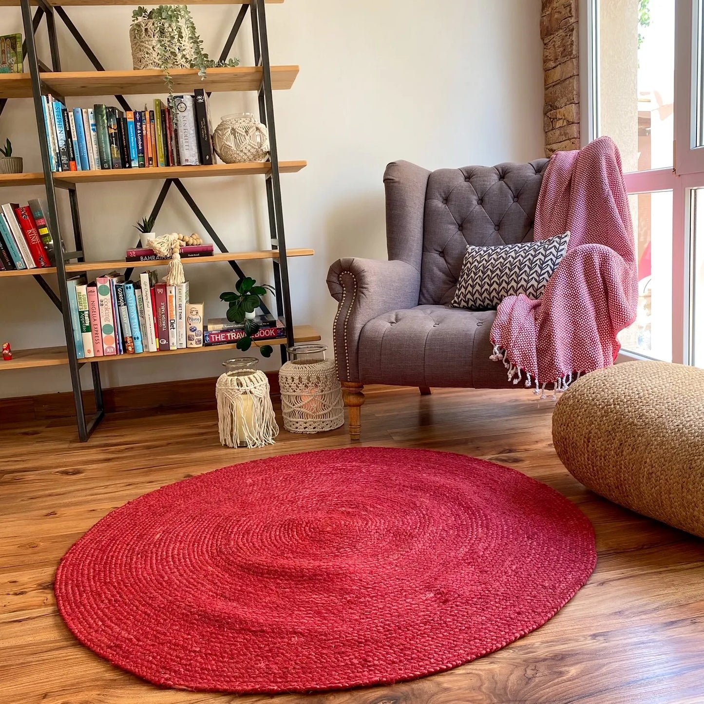 Avioni Home Eco Collection – Large Eco-friendly Handwoven Red Jute Rug