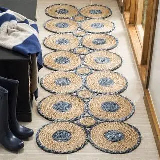 Avioni Home Contemporary Collection – Jute & Denim Tikki Design – Multiple Sizes