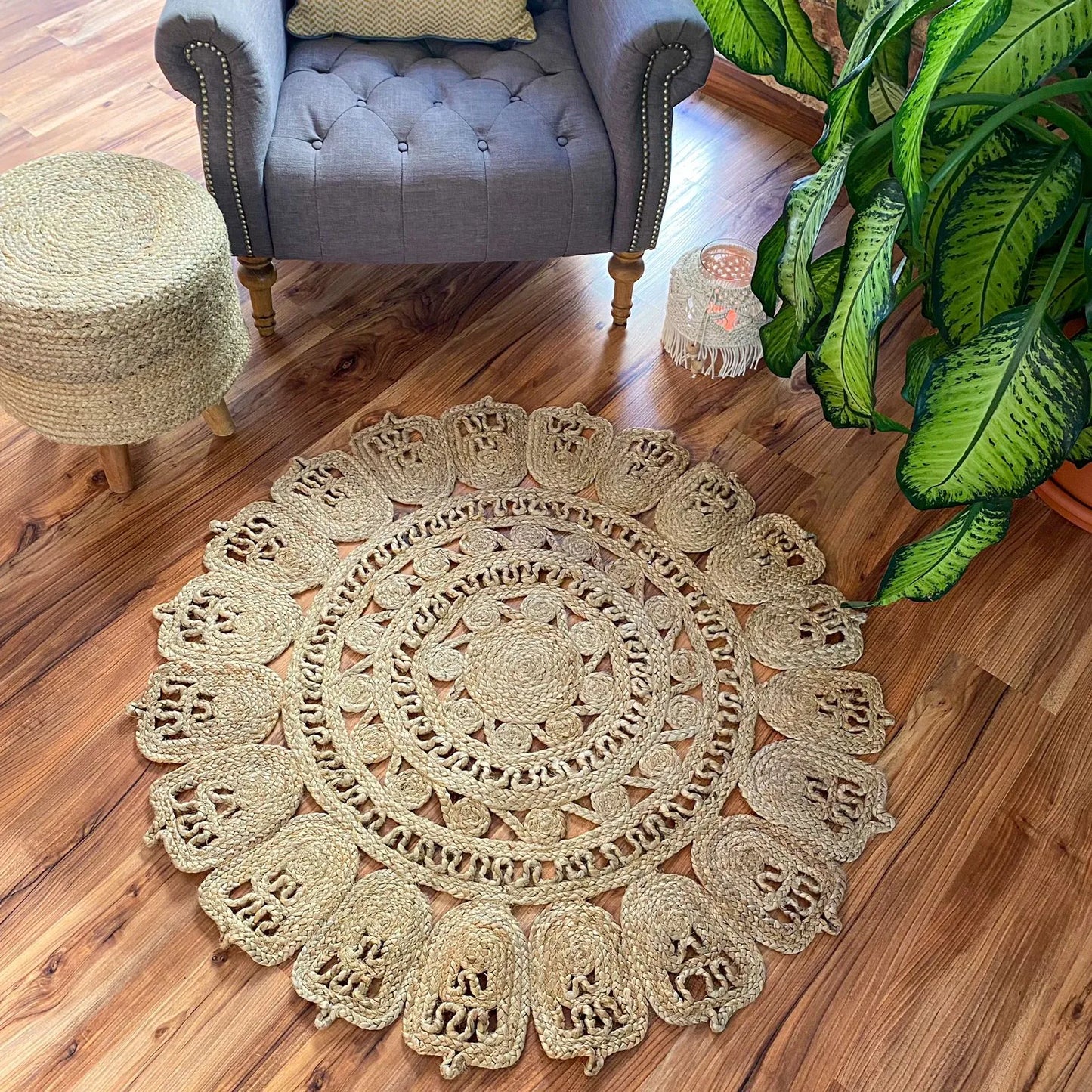 Avioni Home Contemporary Collection – Eco-friendly Jute Handmade Braided Area Rug