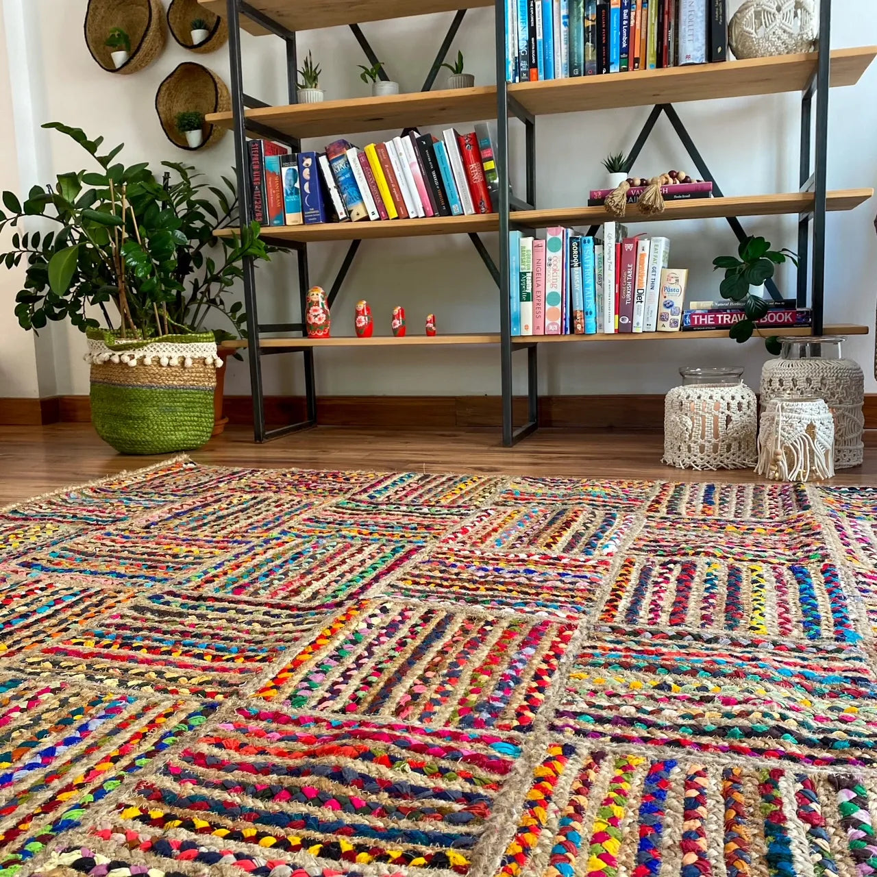 Avioni Home Contemporary Collection – Recycled Chindi And Jute Multi-Square
