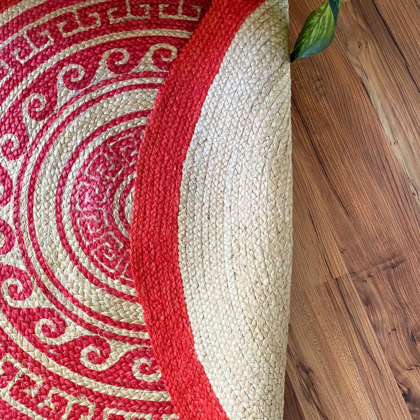 Avioni Home Eco Collection – Tribal Printed Jute Round – Red