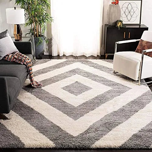 Avioni Home Atlas Collection – Microfiber Moroccan Geo Design – Cream And Grey