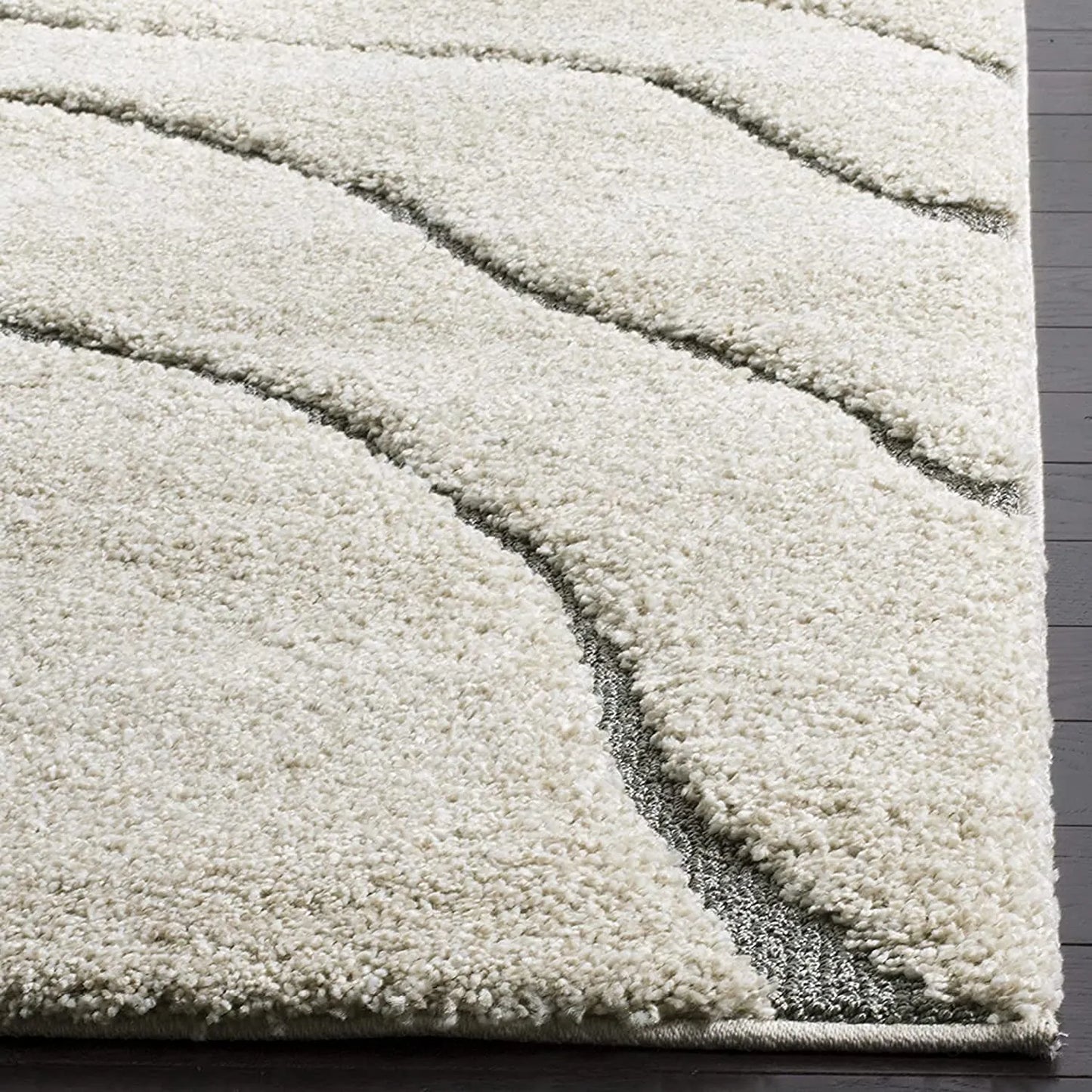 Avioni Home Atlas Collection – Microfiber Moroccan Waves Carpet – Cream And Grey