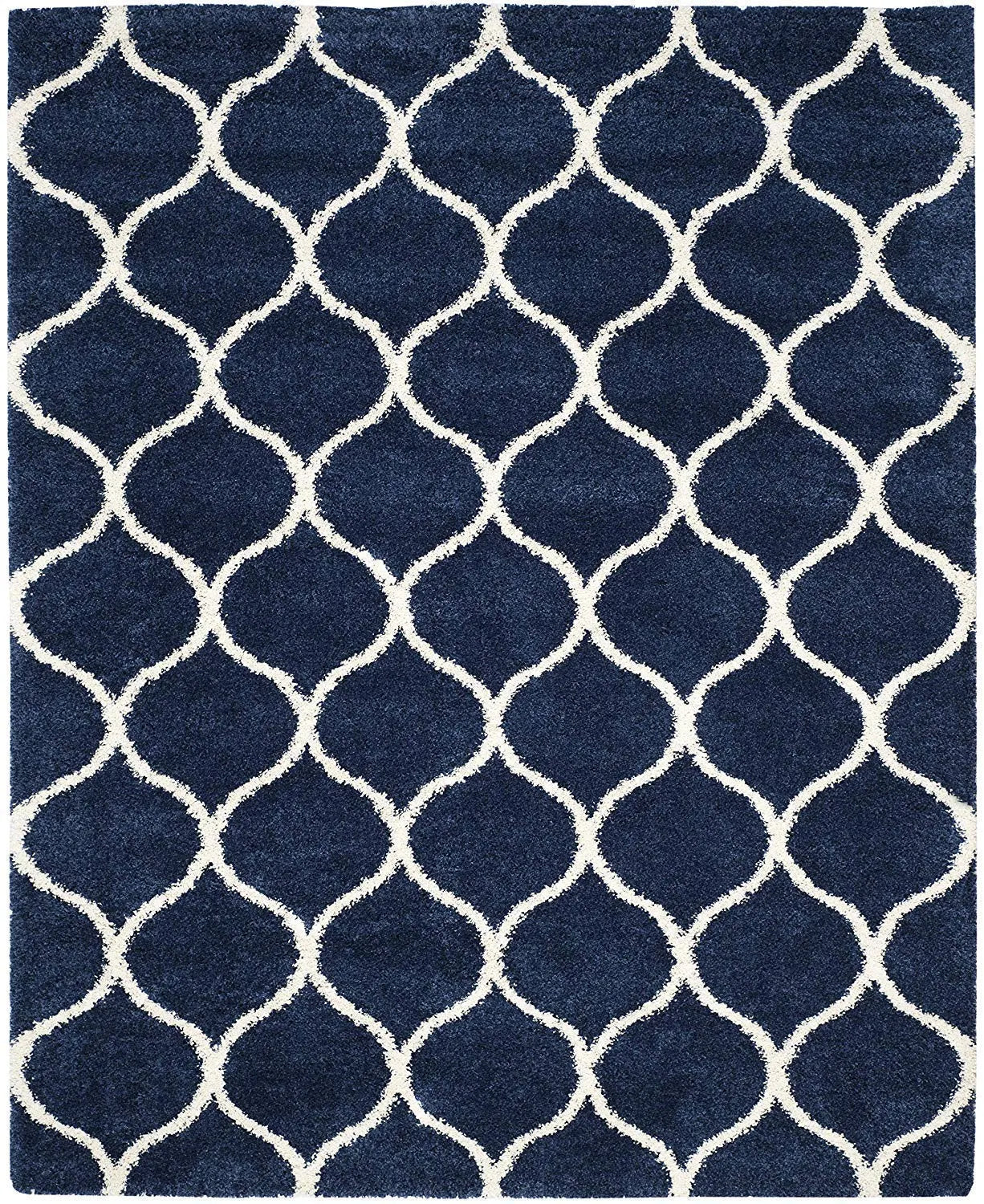 Avioni Home Atlas Collection – Microfiber Moroccan Style Lattice Carpets – Blue & Cream
