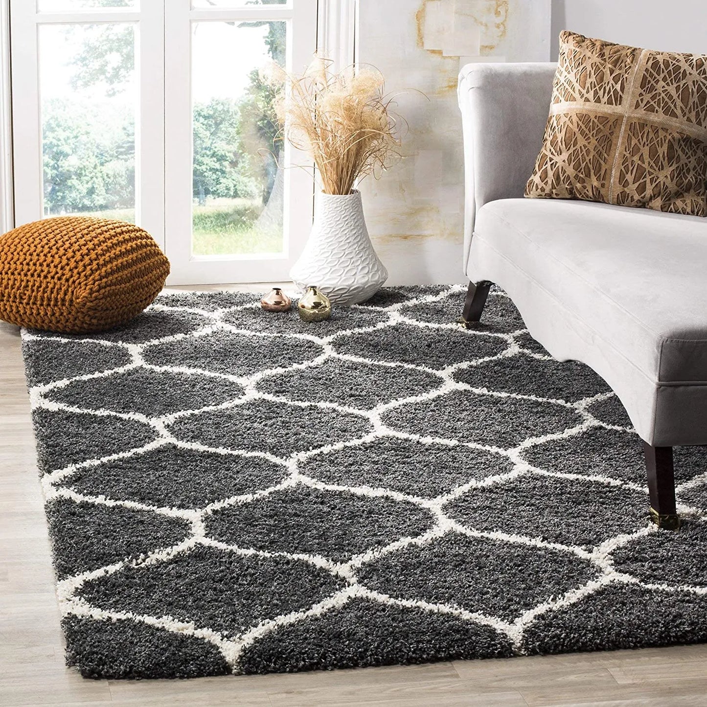 Avioni Atlas Collection – Microfiber Moroccan Style Carpet – Dark Grey