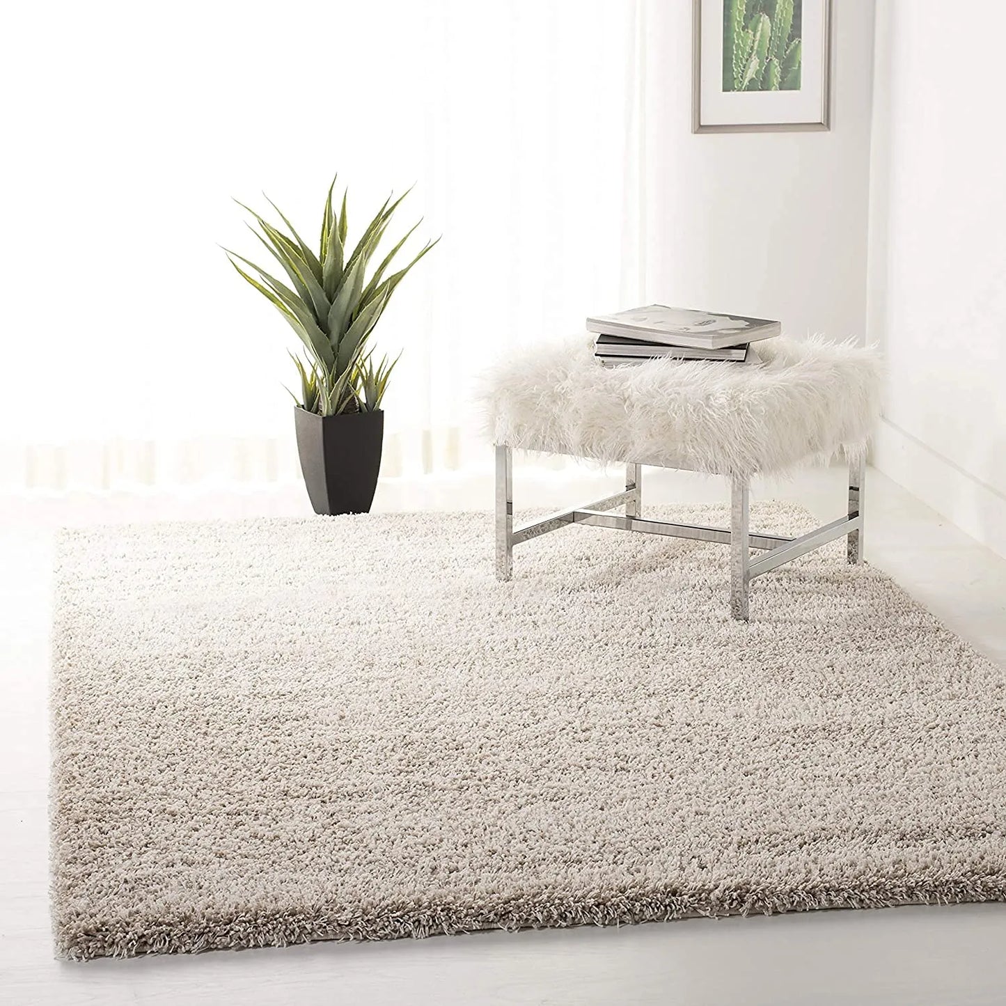 Avioni Home Atlas Collection – Microfiber Soft Carpet – Beige