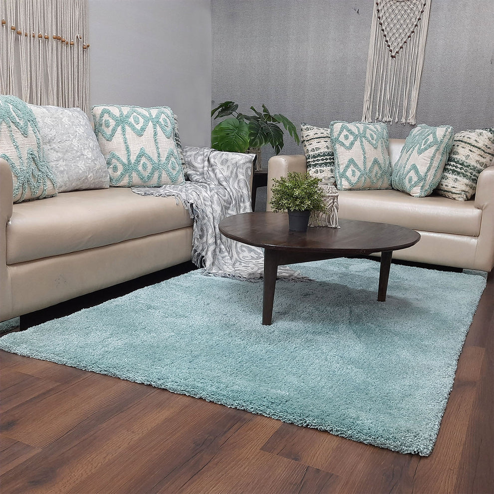 Avioni Home Atlas Collection - Push Soft Shaggy Carpet In Plain Aqua | Soft, Easy to Clean