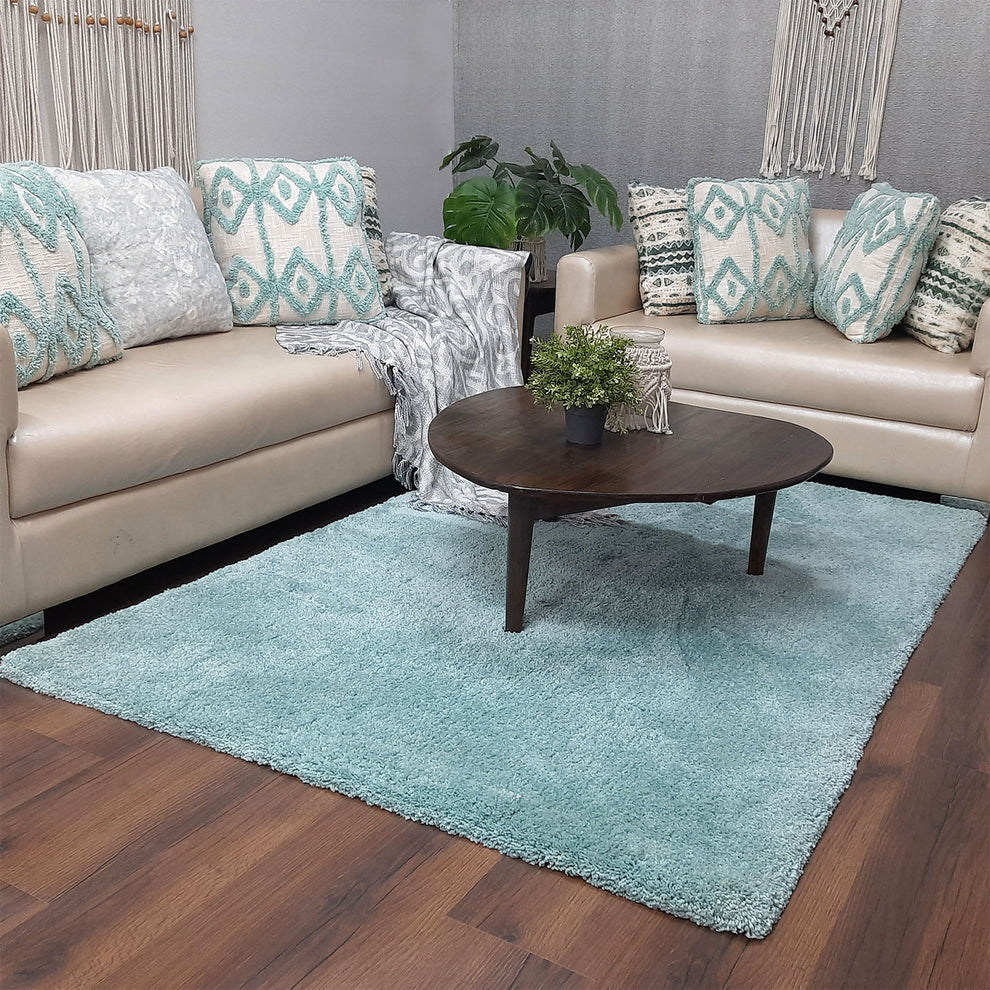Avioni Home Atlas Collection - Push Soft Shaggy Carpet In Plain Aqua | Soft, Easy to Clean