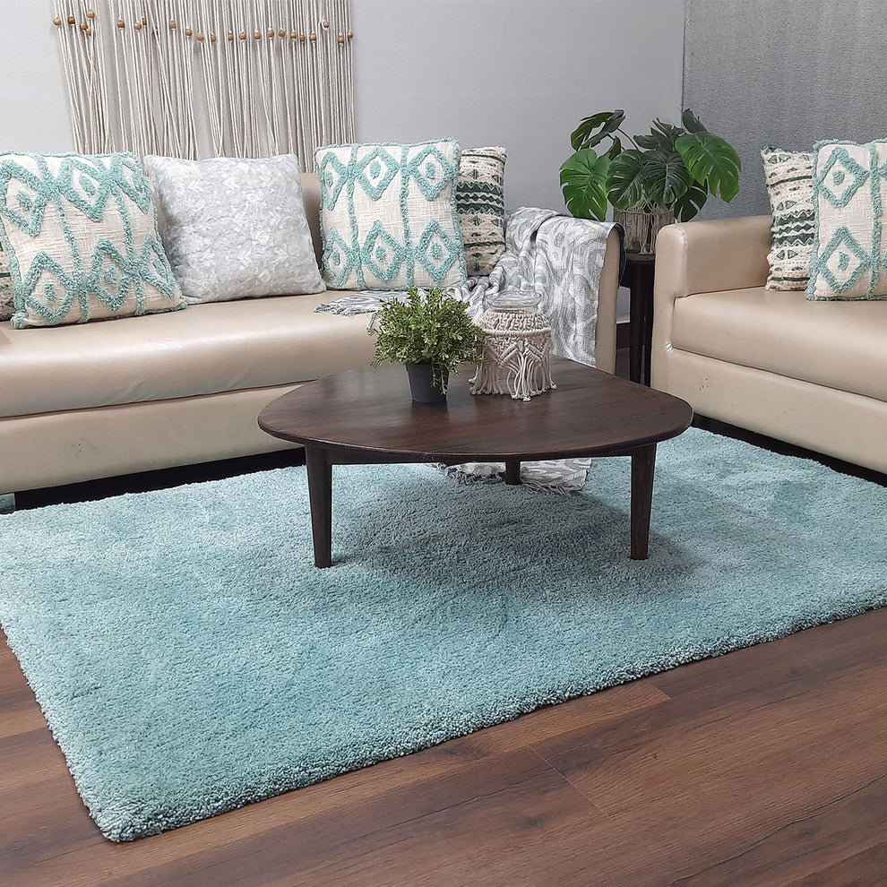 Avioni Home Atlas Collection - Push Soft Shaggy Carpet In Plain Aqua | Soft, Easy to Clean