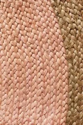 Avioni Home Eco Collection – Round Braided Cotton Area Rugs – Light Pink with White Border