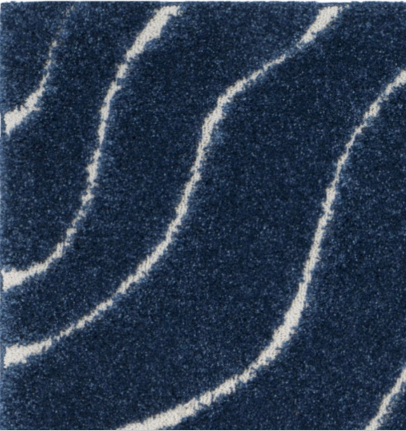 Avioni Home Atlas Collection – Microfiber Moroccan Style Carpets – Navy Blue and White