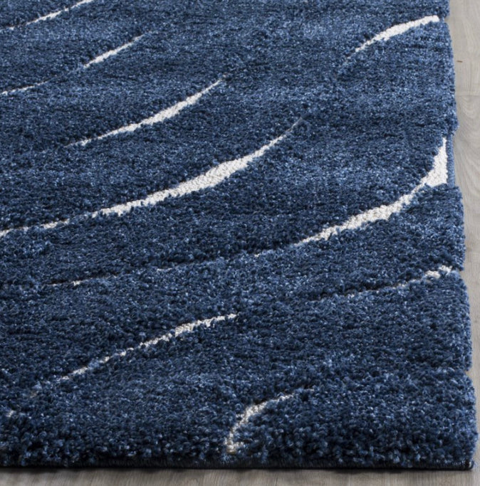 Avioni Home Atlas Collection – Microfiber Moroccan Style Carpets – Navy Blue and White