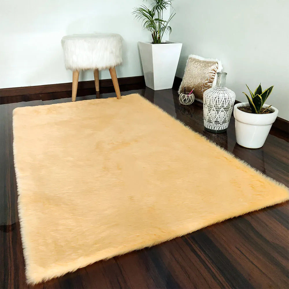 Avioni Home Premium Medium Fur Rug – Soft, Shaggy & Fluffy Carpet – Peach – Multiple Sizes