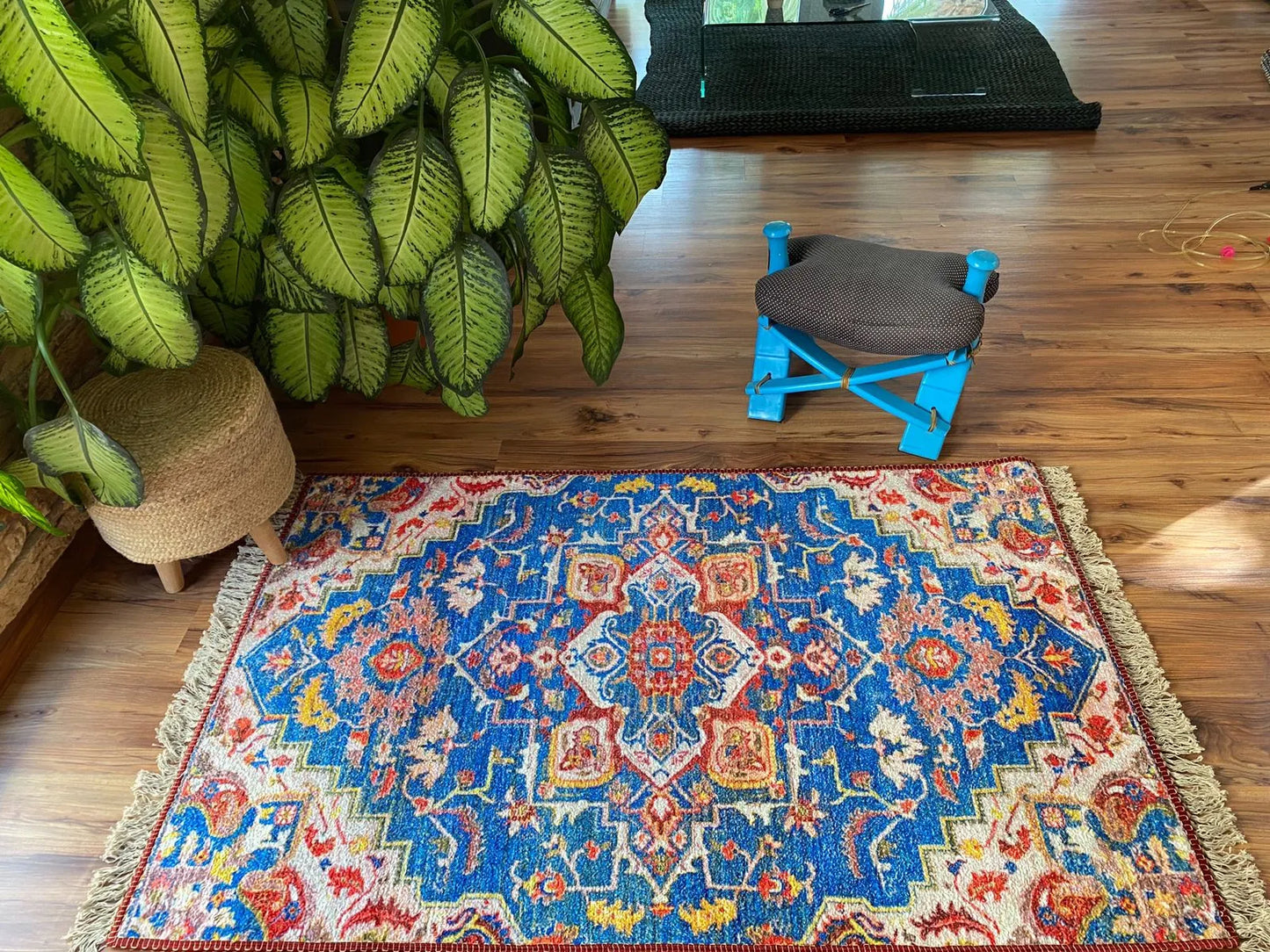 Avioni Home Washable Luxury Carpets – Blue and Red Design