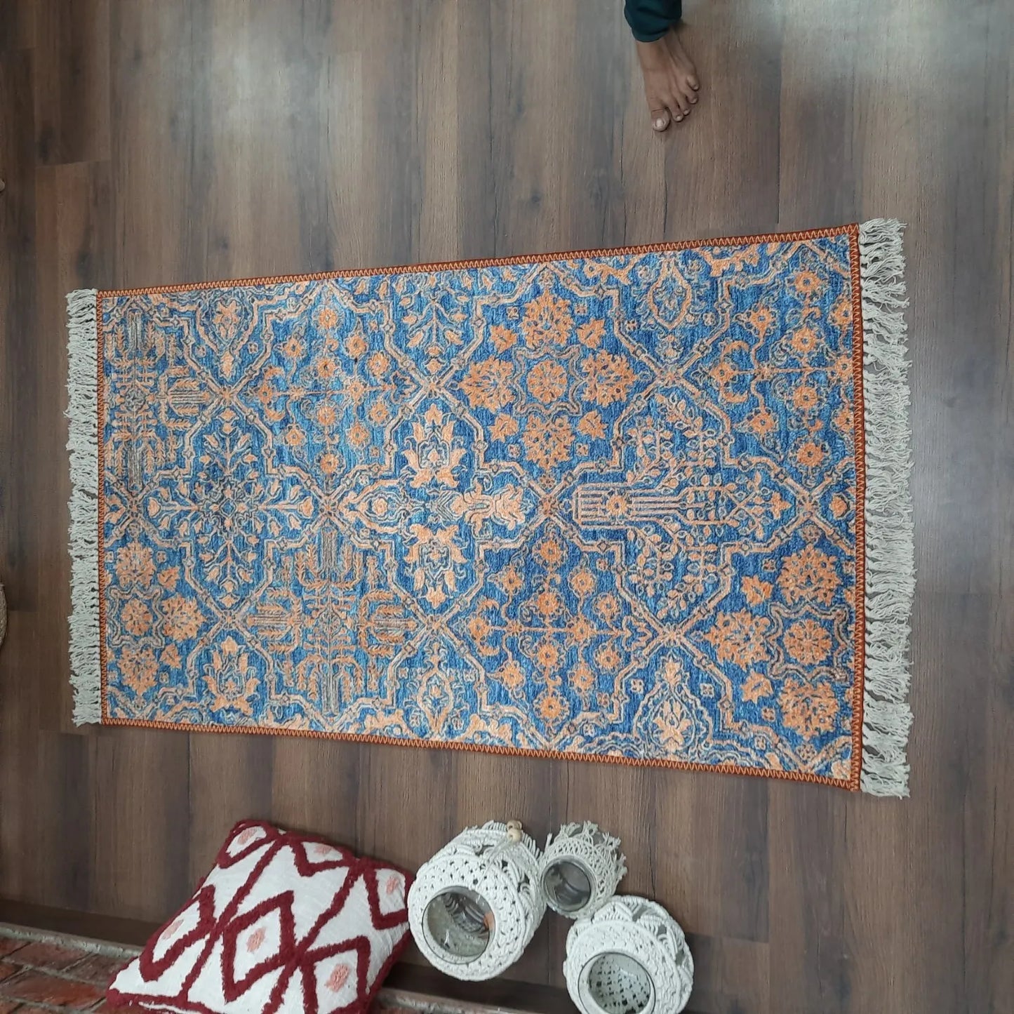 Avioni Home Washable Luxury Carpets – Ethnic Collection – Golden Flowers / Multiple Sizes