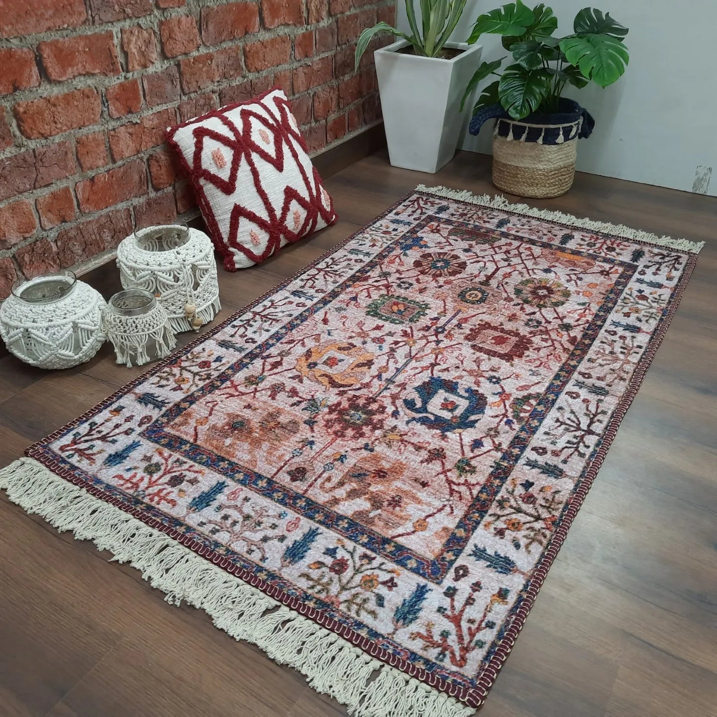 Avioni Home Washable Luxury Carpets – Tribal with Border Design