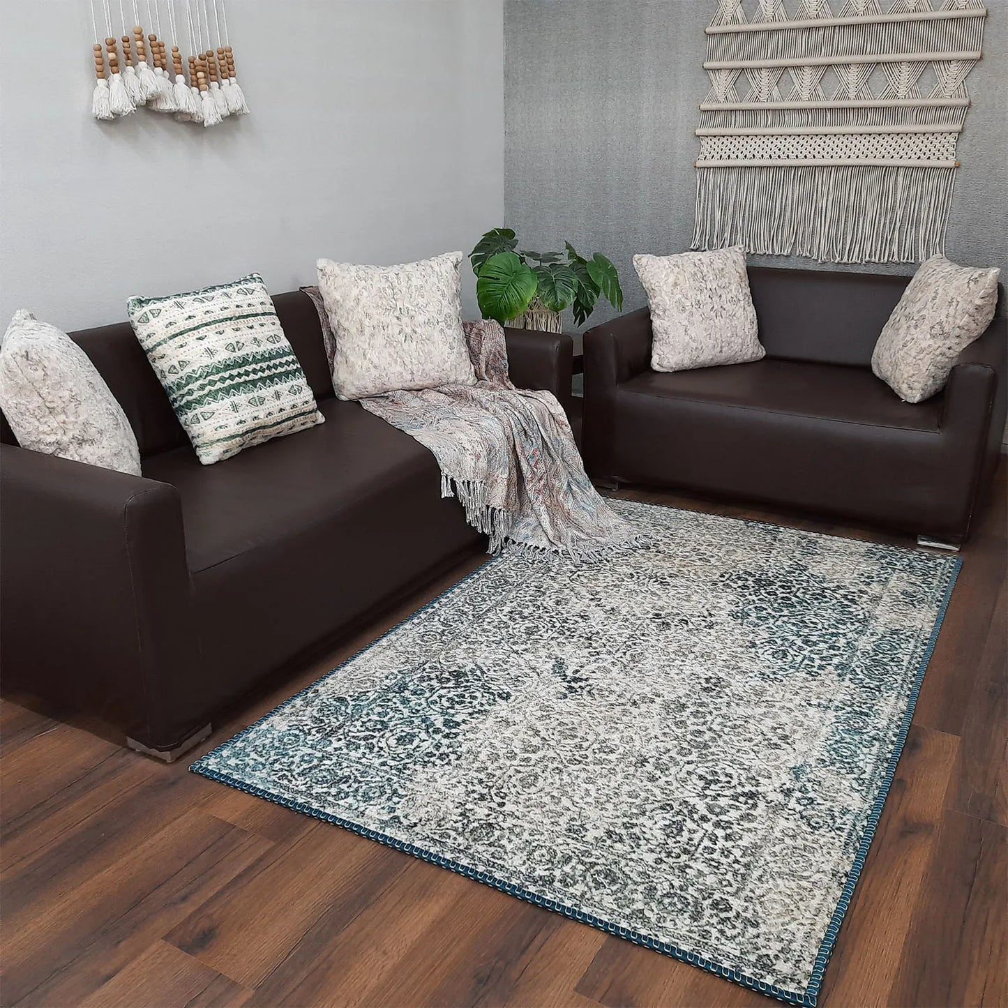 Avioni Home Faux Silk Carpet for Your Living Room | Durable and Washable | SeaBird Collection