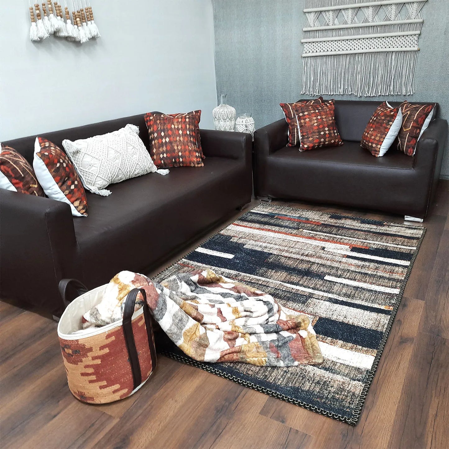 Avioni Home Faux Silk Rug | Create a Stylish and Modern Living Room | Luxurious, Durable and Washable | Earthy Elegance Collection
