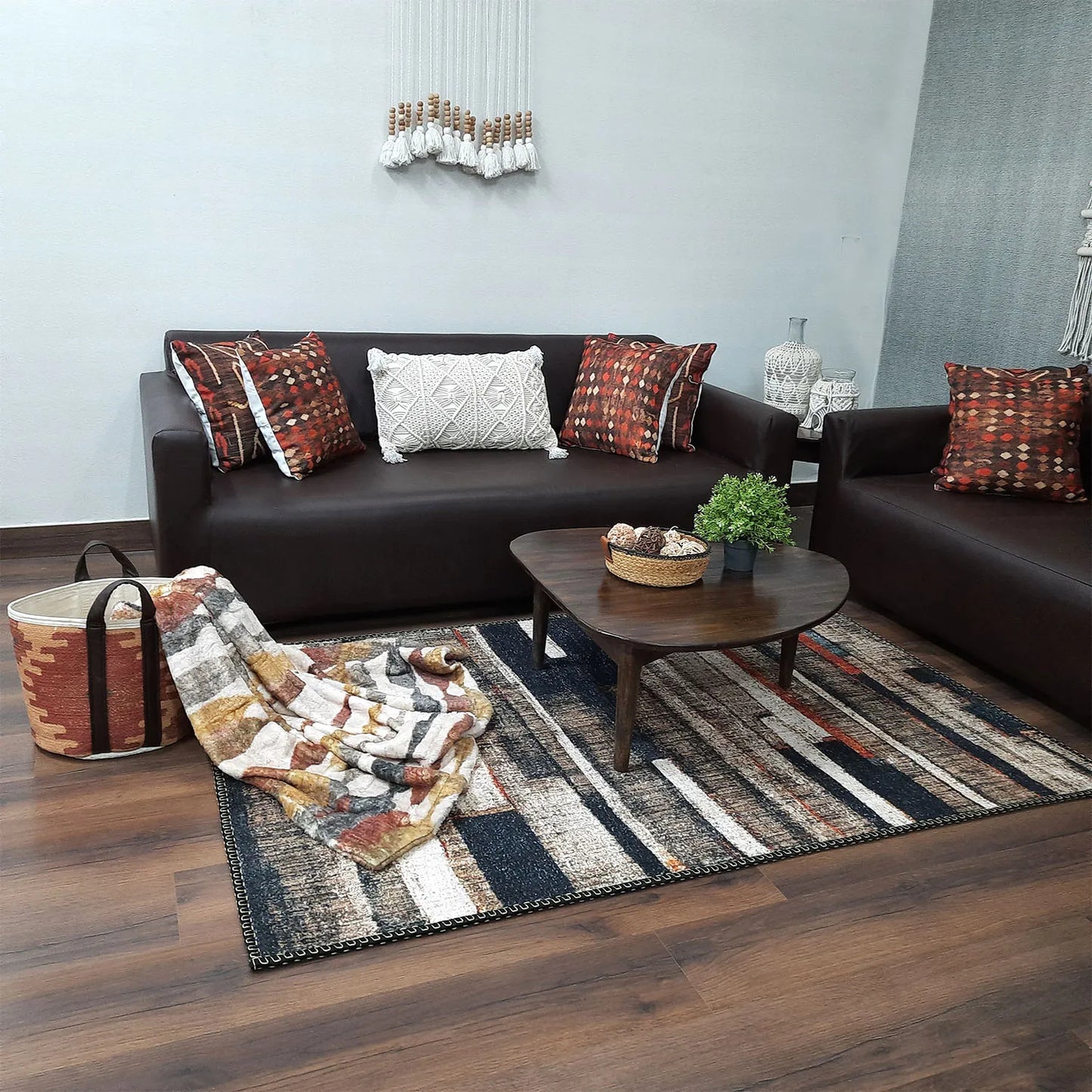 Avioni Home Faux Silk Rug | Create a Stylish and Modern Living Room | Luxurious, Durable and Washable | Earthy Elegance Collection