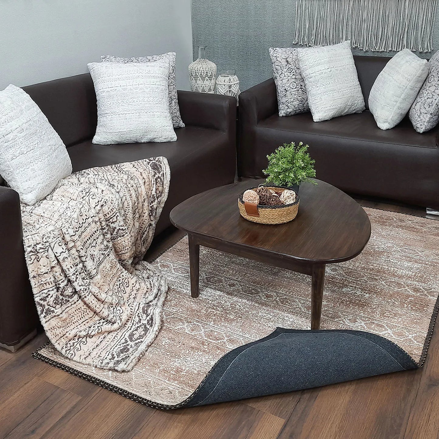 Avioni Home Faux Silk Carpet for Your Living Room | Luxurious, Durable and Washable | Earthy Elegance Collection