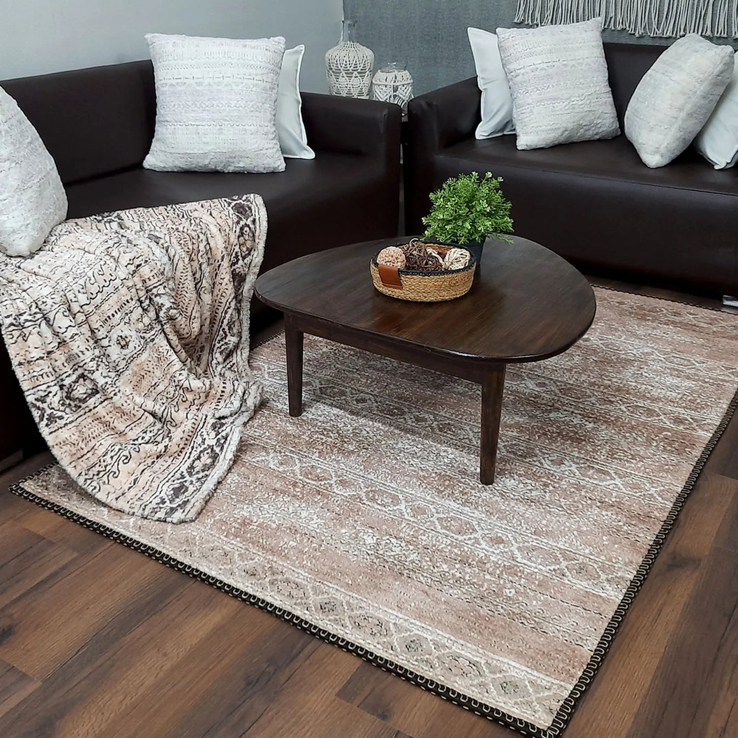 Avioni Home Faux Silk Carpet for Your Living Room | Luxurious, Durable and Washable | Earthy Elegance Collection