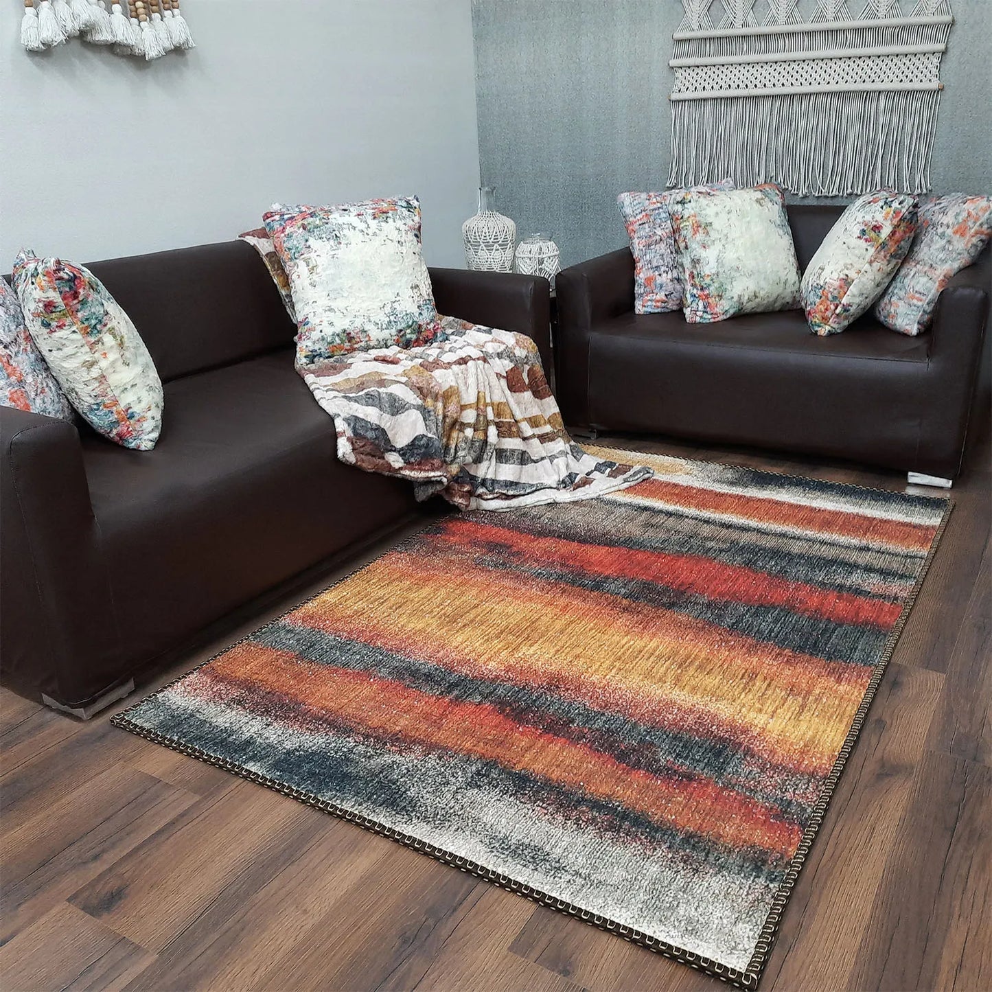 Avioni Home Faux Silk Rug | Create a Chic Living Room | Luxurious, Durable and Washable | Earthy Elegance Collection