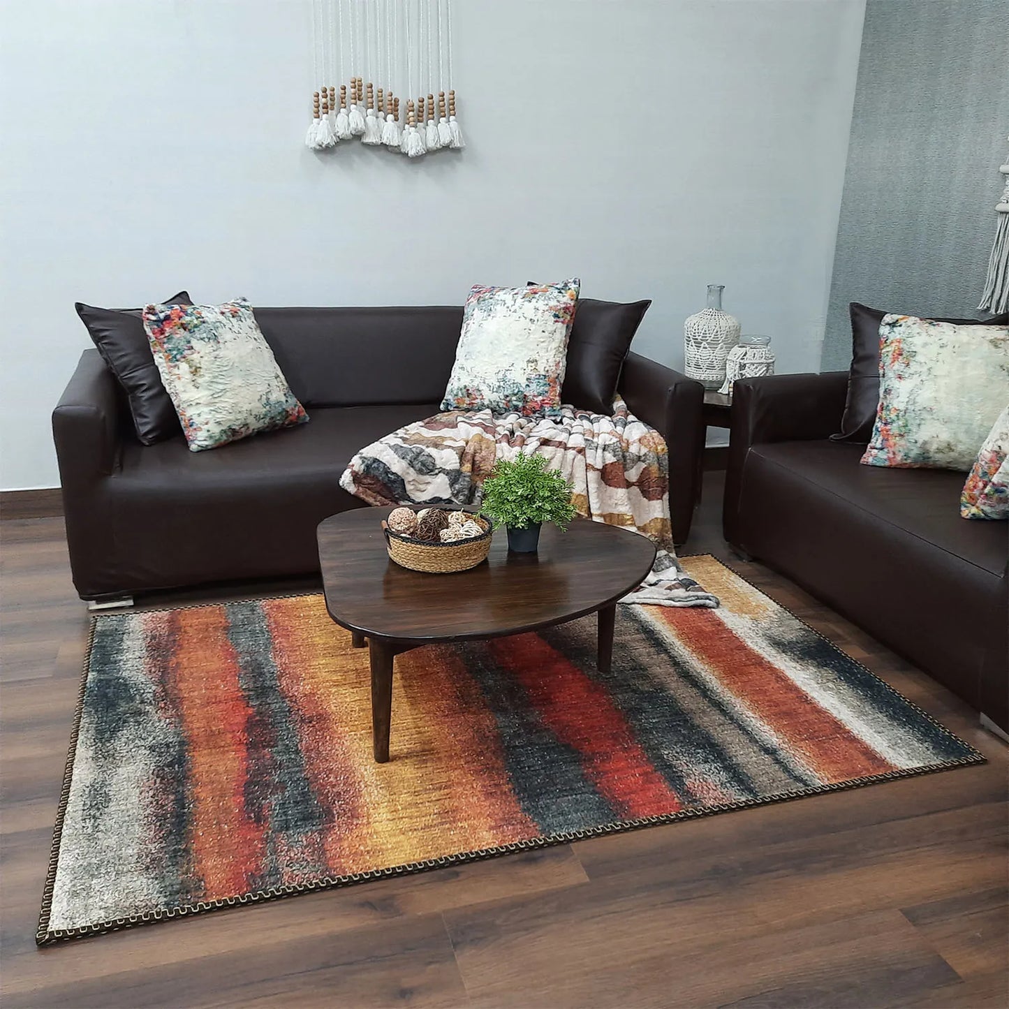 Avioni Home Faux Silk Rug | Create a Chic Living Room | Luxurious, Durable and Washable | Earthy Elegance Collection
