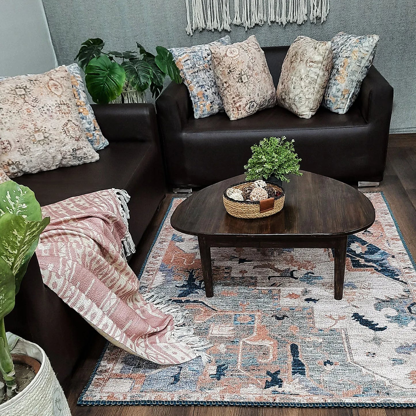 Avioni Home Faux Silk Carpet for a Stylish and Modern Living Room | Durable and Washable | RoseWood Collection
