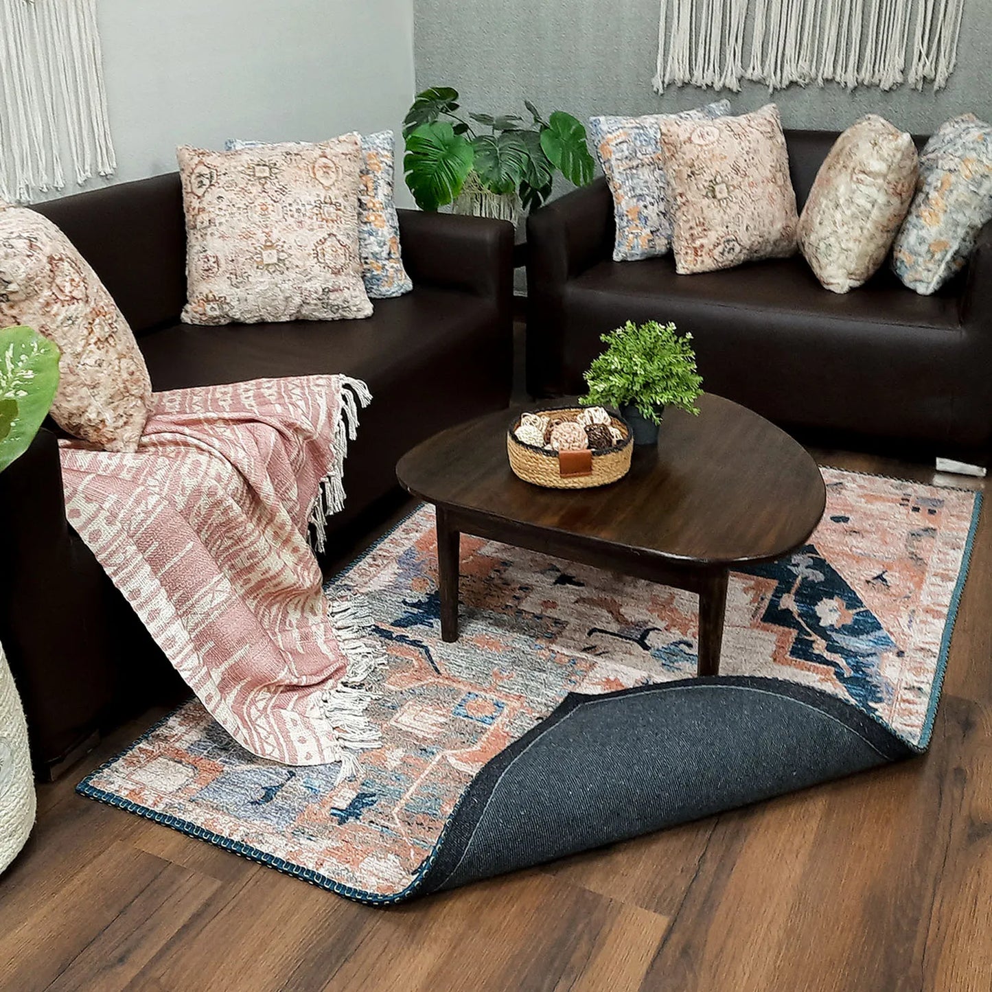 Avioni Home Faux Silk Carpet for a Stylish and Modern Living Room | Durable and Washable | RoseWood Collection