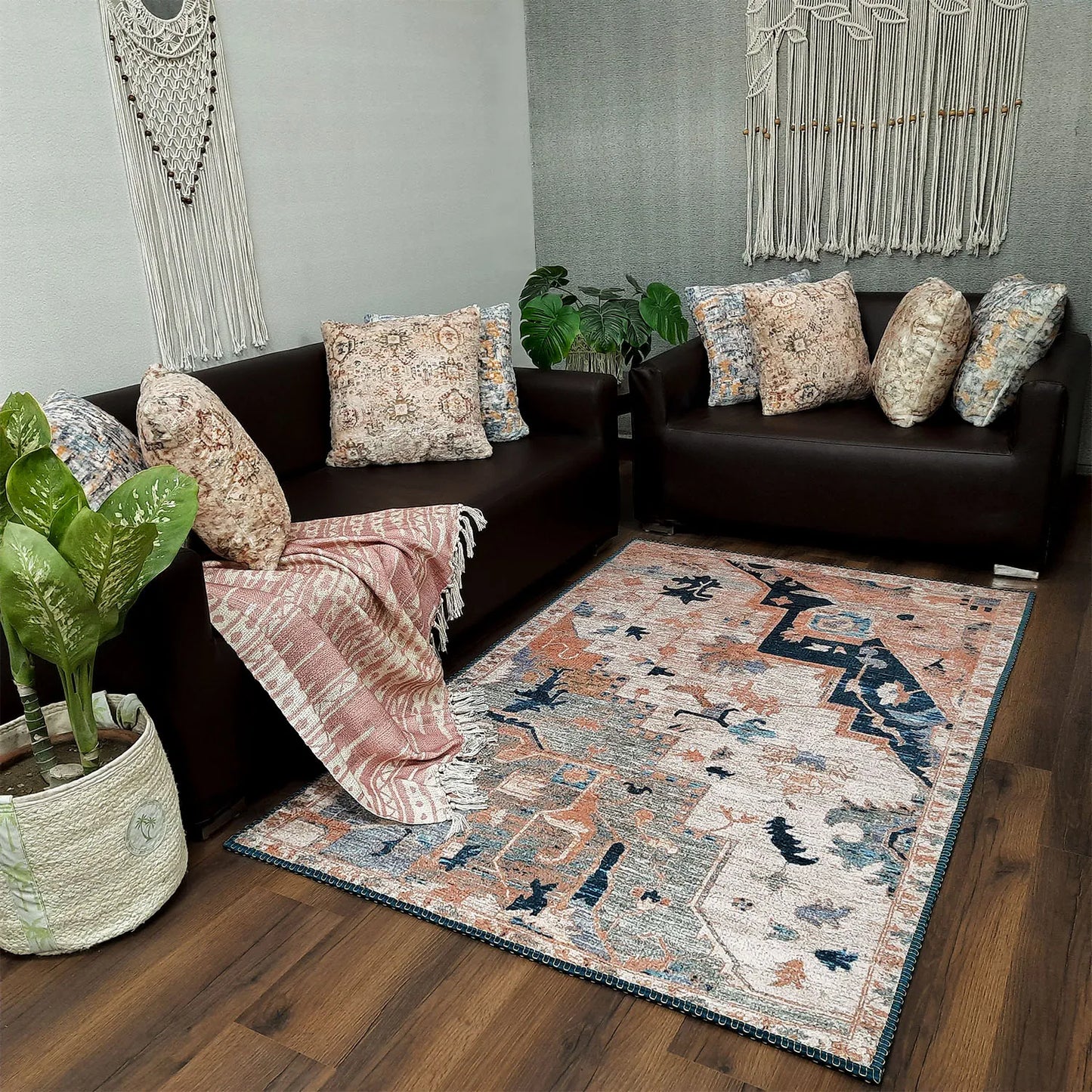 Avioni Home Faux Silk Carpet for a Stylish and Modern Living Room | Durable and Washable | RoseWood Collection