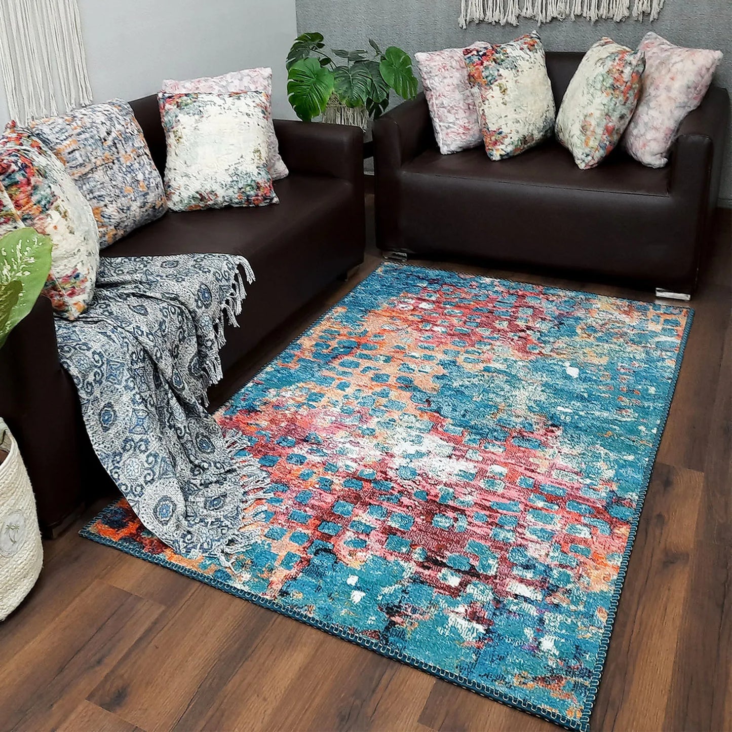 Avioni Home Faux Silk Carpet for Your Living Room | Timeless and Elegant Look | Durable and Washable | Kingfisher Collection