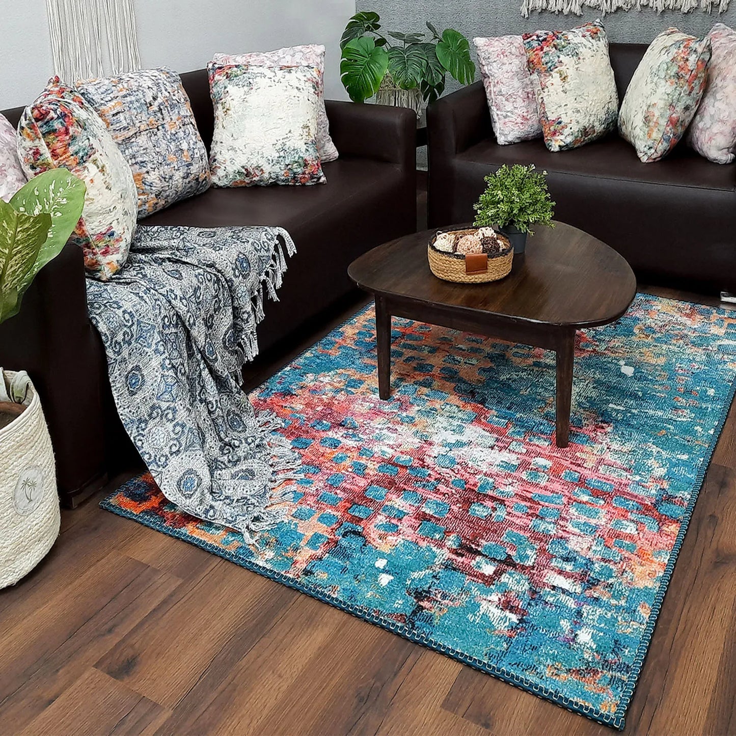 Avioni Home Faux Silk Carpet for Your Living Room | Timeless and Elegant Look | Durable and Washable | Kingfisher Collection