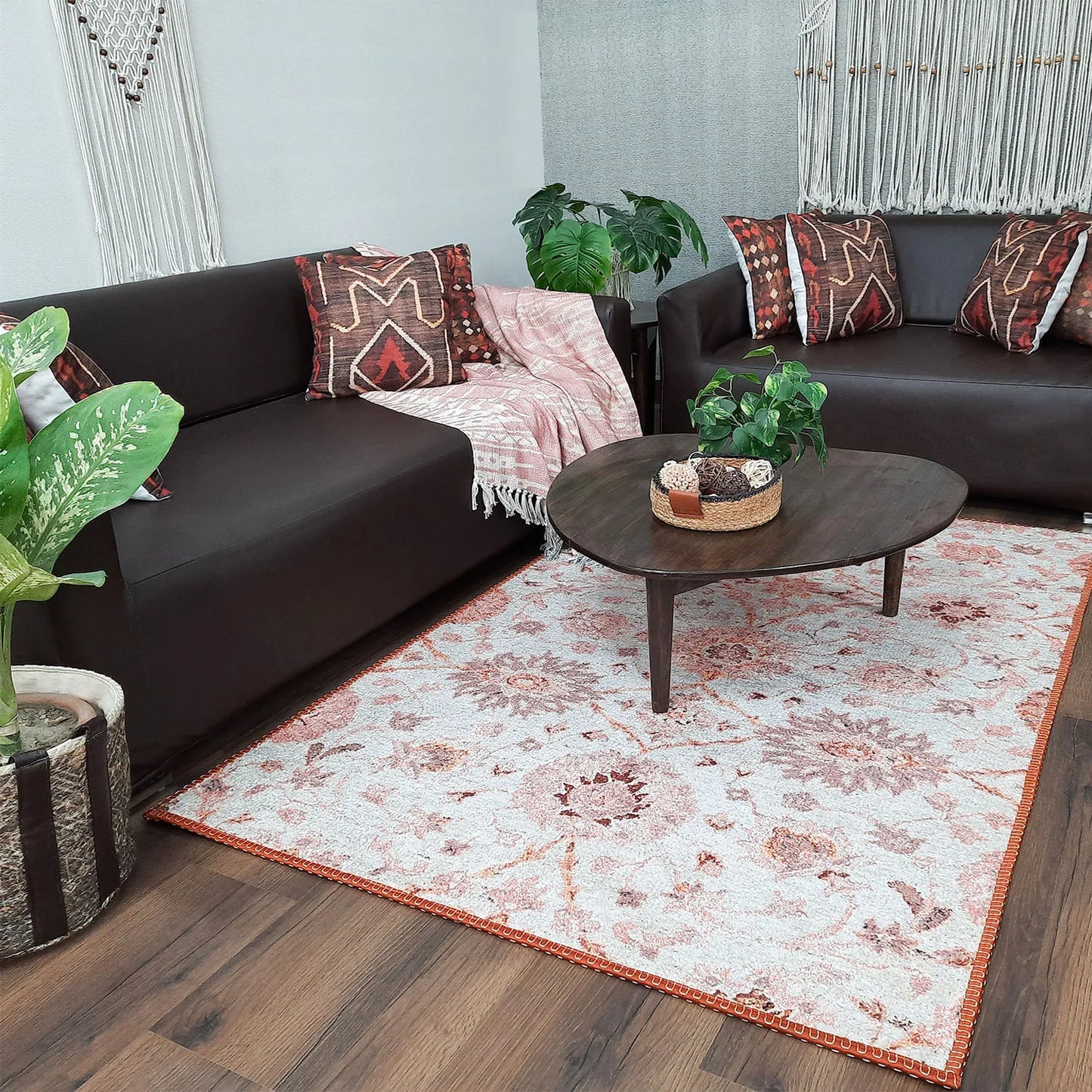 Avioni Home Faux Silk Carpet for a Stylish and Modern Living Room | Durable and Washable | RoseWood Collection