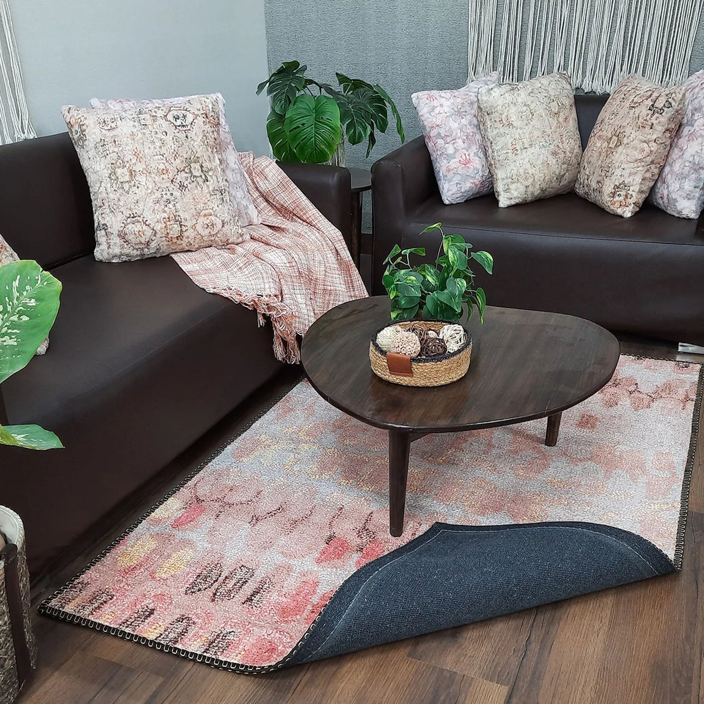 Avioni Home Faux Silk Carpet For a Stylish Living Room | Modern, Durable and Washable | RoseWood Collection
