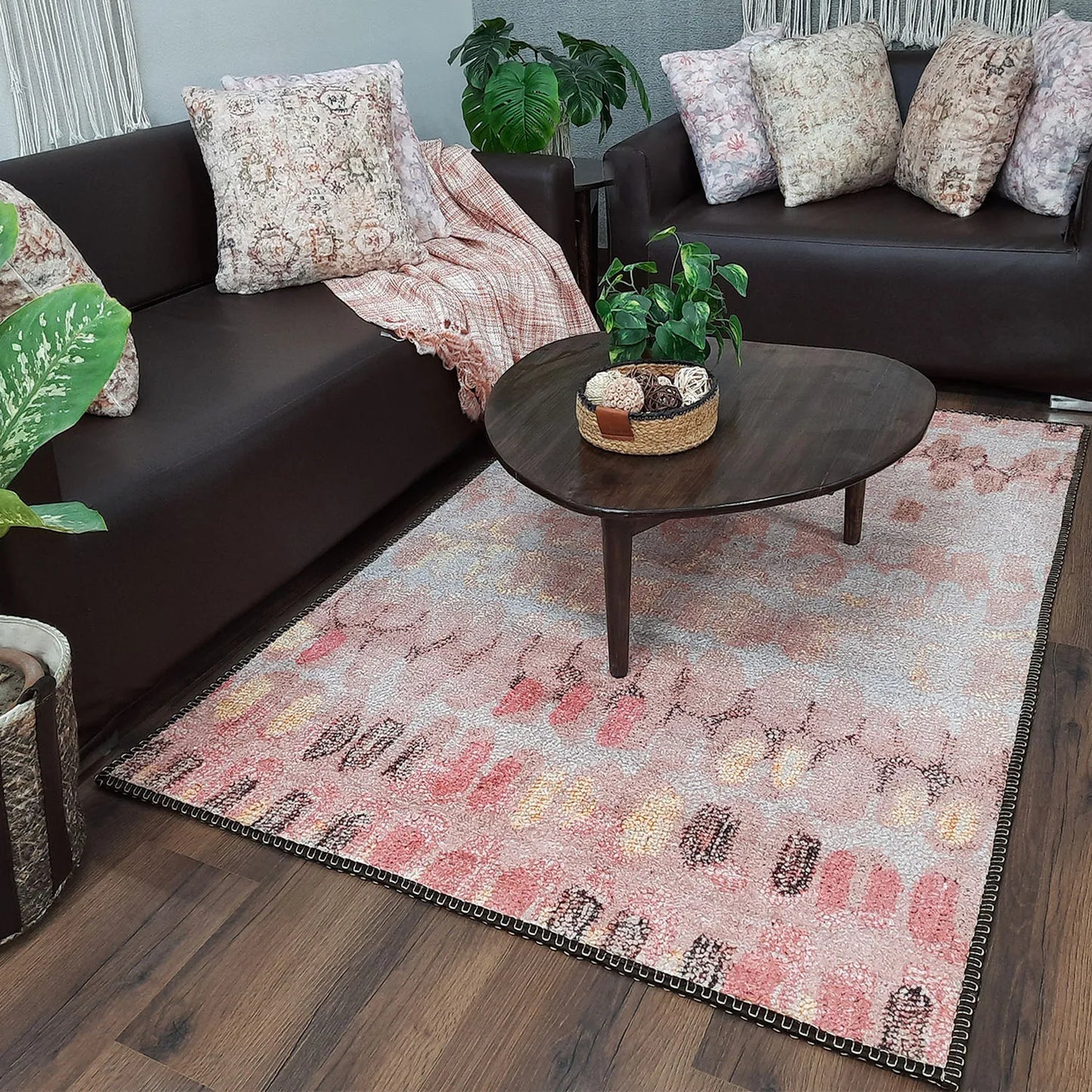 Avioni Home Faux Silk Carpet For a Stylish Living Room | Modern, Durable and Washable | RoseWood Collection