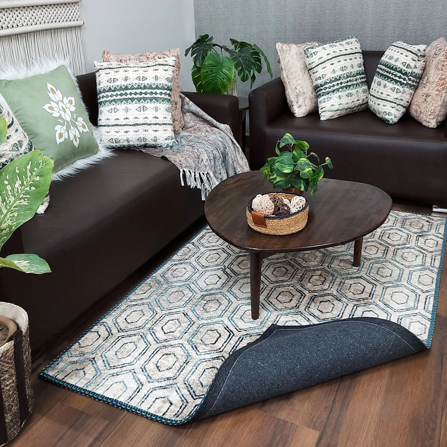 Avioni Home Faux Silk Carpet for Your Living Room | Modern Design | Luxurious, Durable and Washable | SeaBird Collection