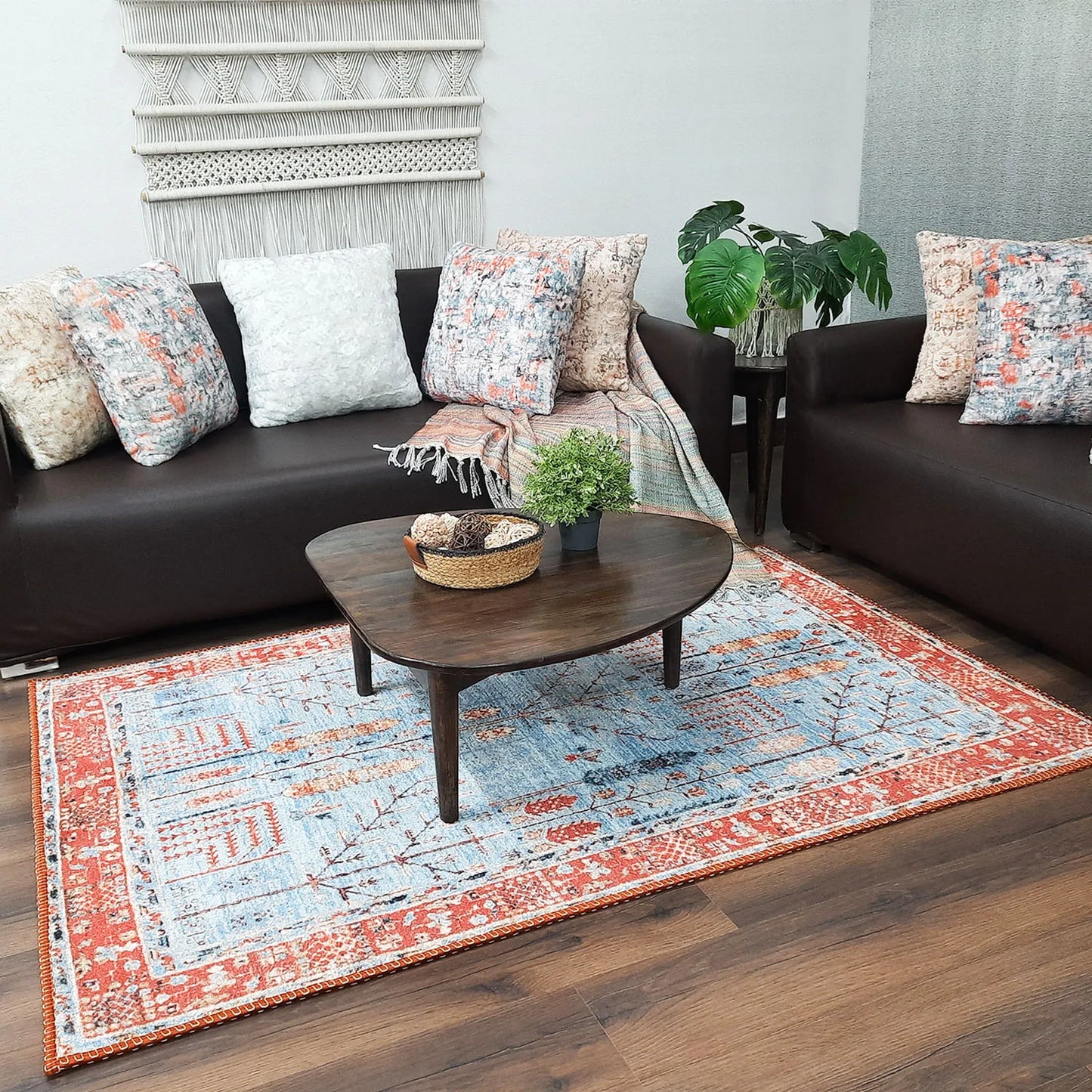 Avioni Home Faux Silk Carpet for Your Living Room | Persian Design | Durable and Washable | BrickLane Collection
