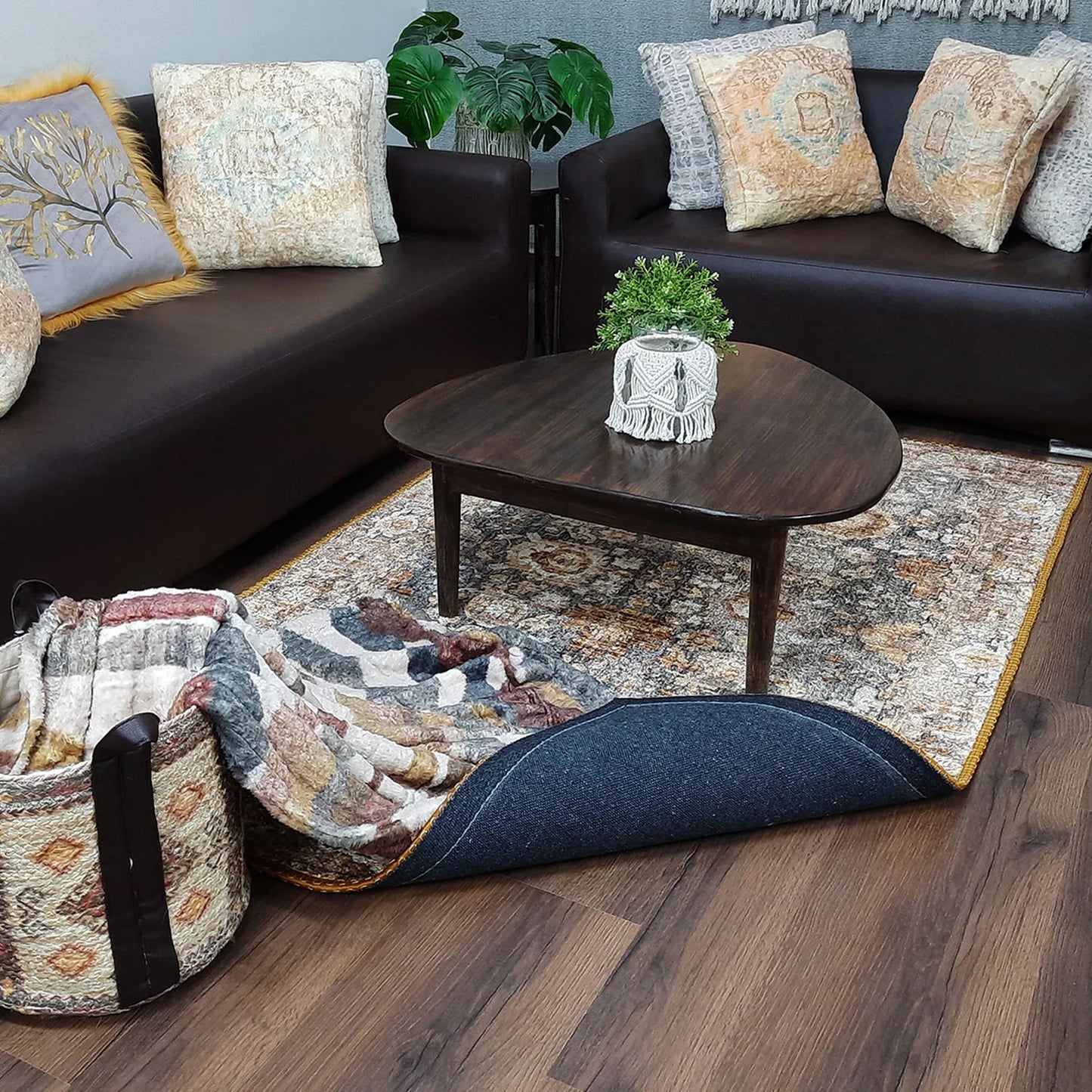 Avioni Home Faux Silk Carpet for Your Living Room | Luxurious Persian Design | Washable | Earthy Elegance Collection