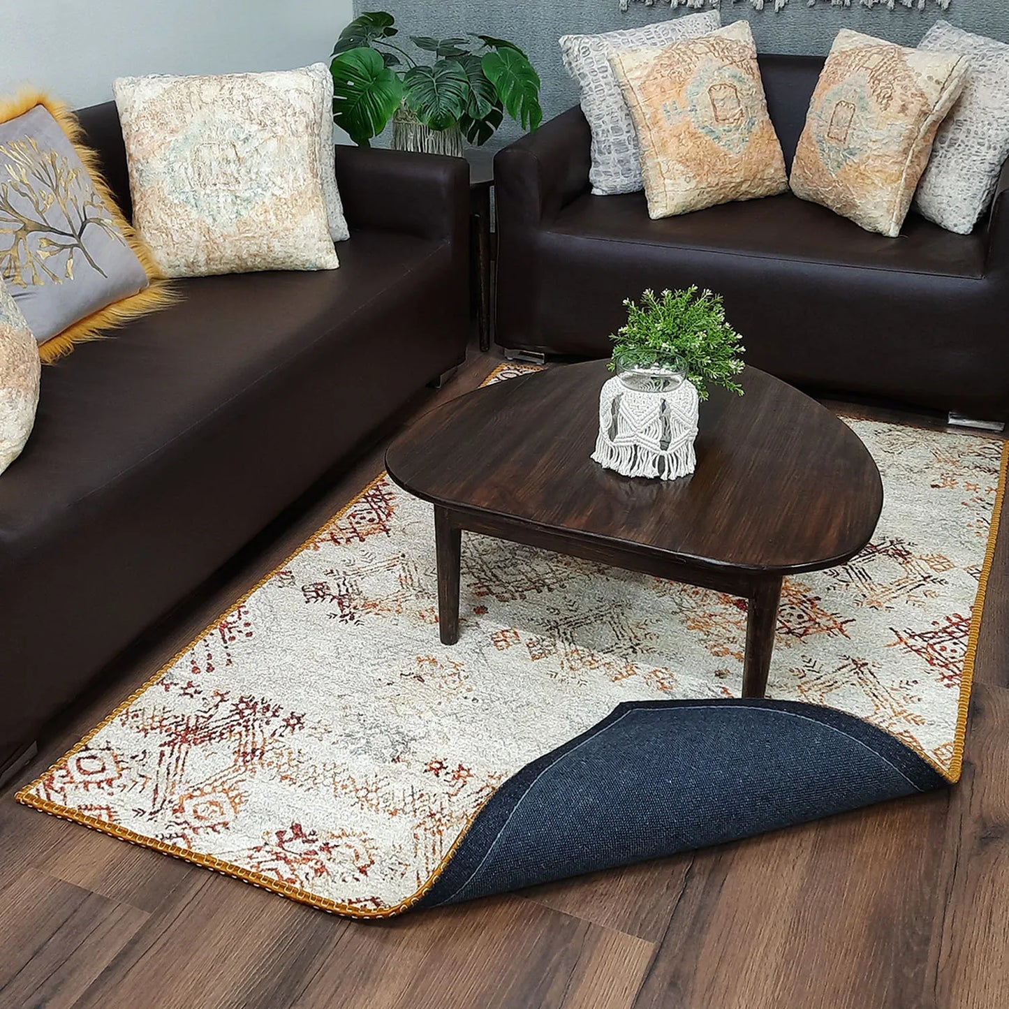 Avioni Home Faux Silk Carpet | Tribal Elements, Luxurious, Durable and Washable | Earthy Elegance Collection