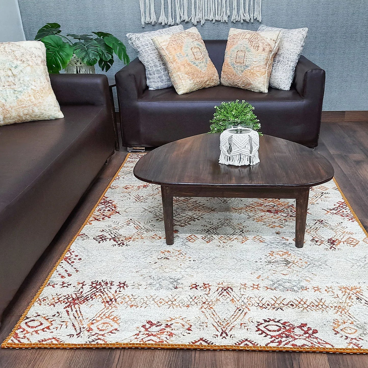 Avioni Home Faux Silk Carpet | Tribal Elements, Luxurious, Durable and Washable | Earthy Elegance Collection