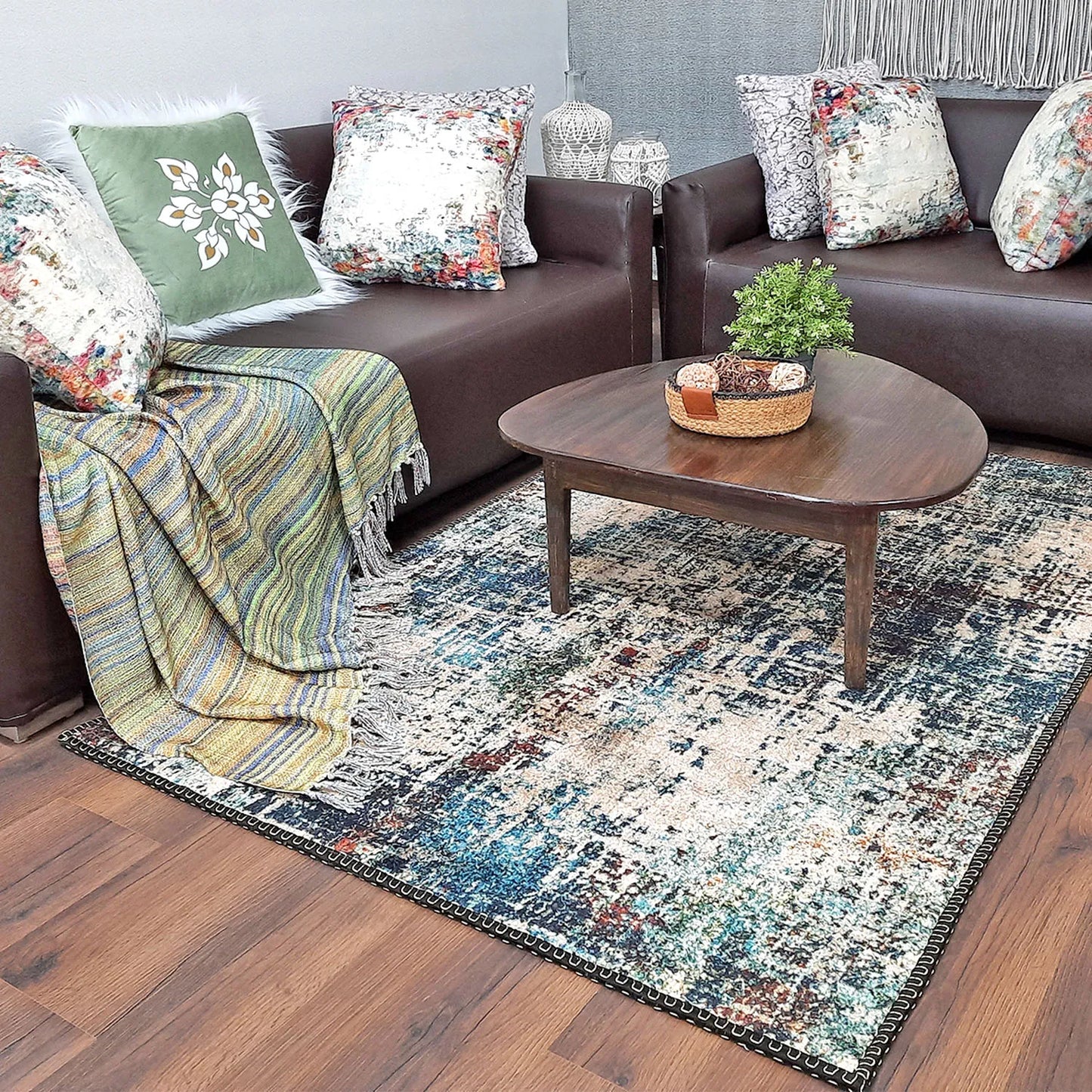 Avioni Home Faux Silk Carpet for a Stylish and Modern Living Room | Durable and Washable | SeaBird Collection