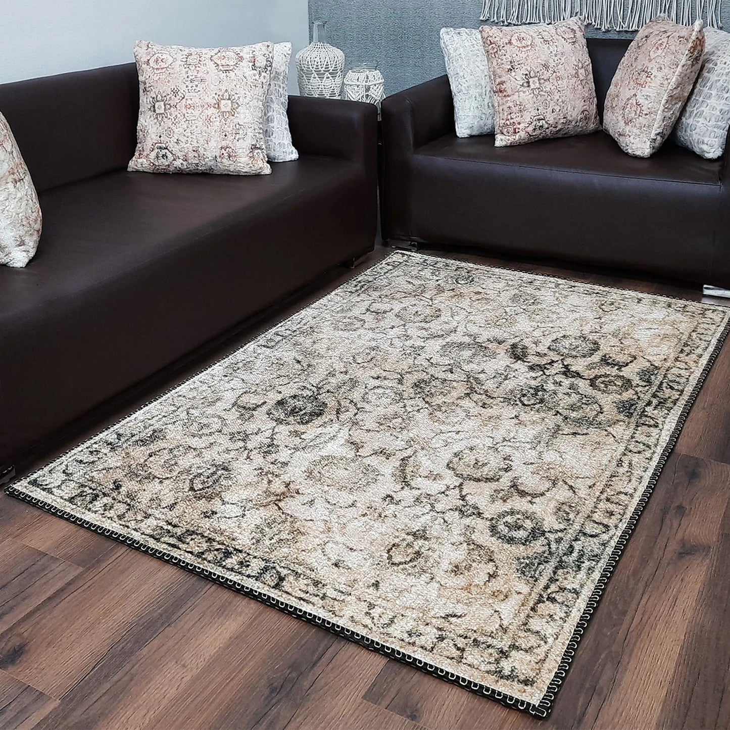 Avioni Home Faux Silk Rug For Your Living Room | Luxurious, Durable and Washable | PebbleStreet Collection
