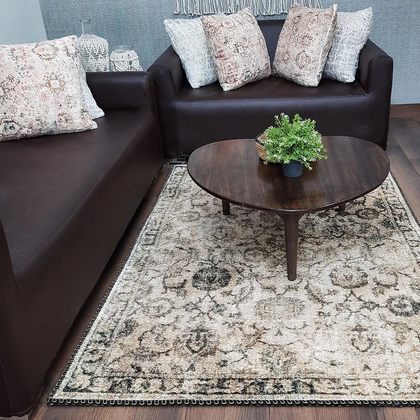 Avioni Home Faux Silk Rug For Your Living Room | Luxurious, Durable and Washable | PebbleStreet Collection