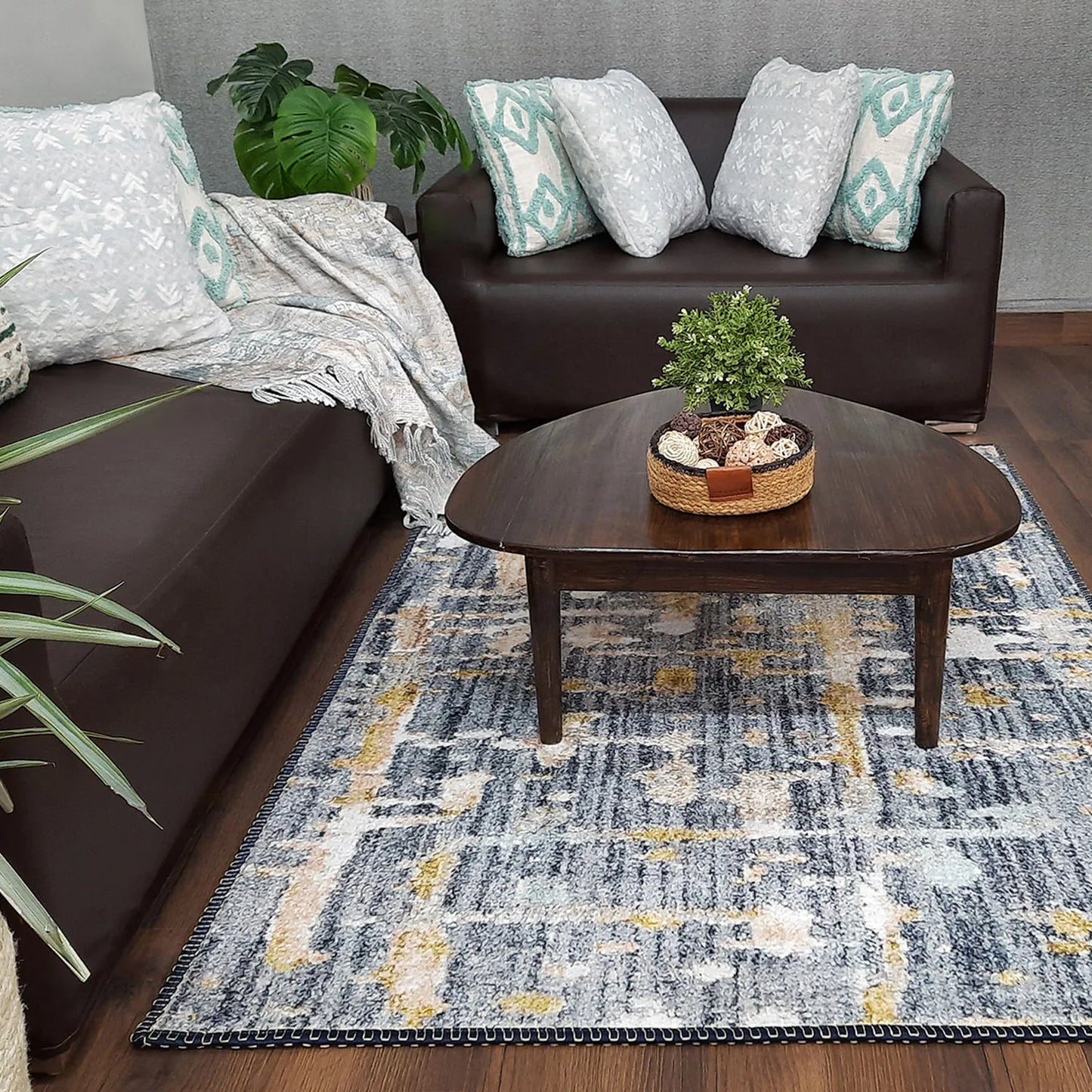 Avioni Home Faux Silk Carpet | Add a Touch of Glamour to Your Living Room | Durable and Washable | GreyDawn Collection