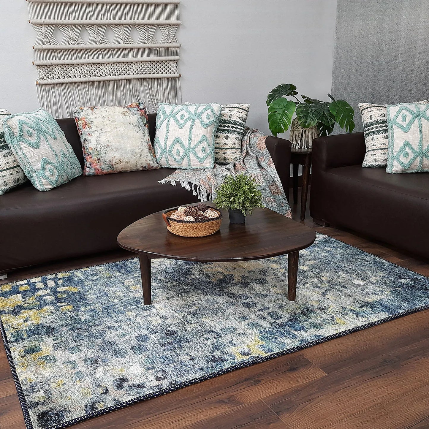 Avioni Home Faux Silk Carpet for Your Living Room | Durable and Washable | GreyDawn Collection