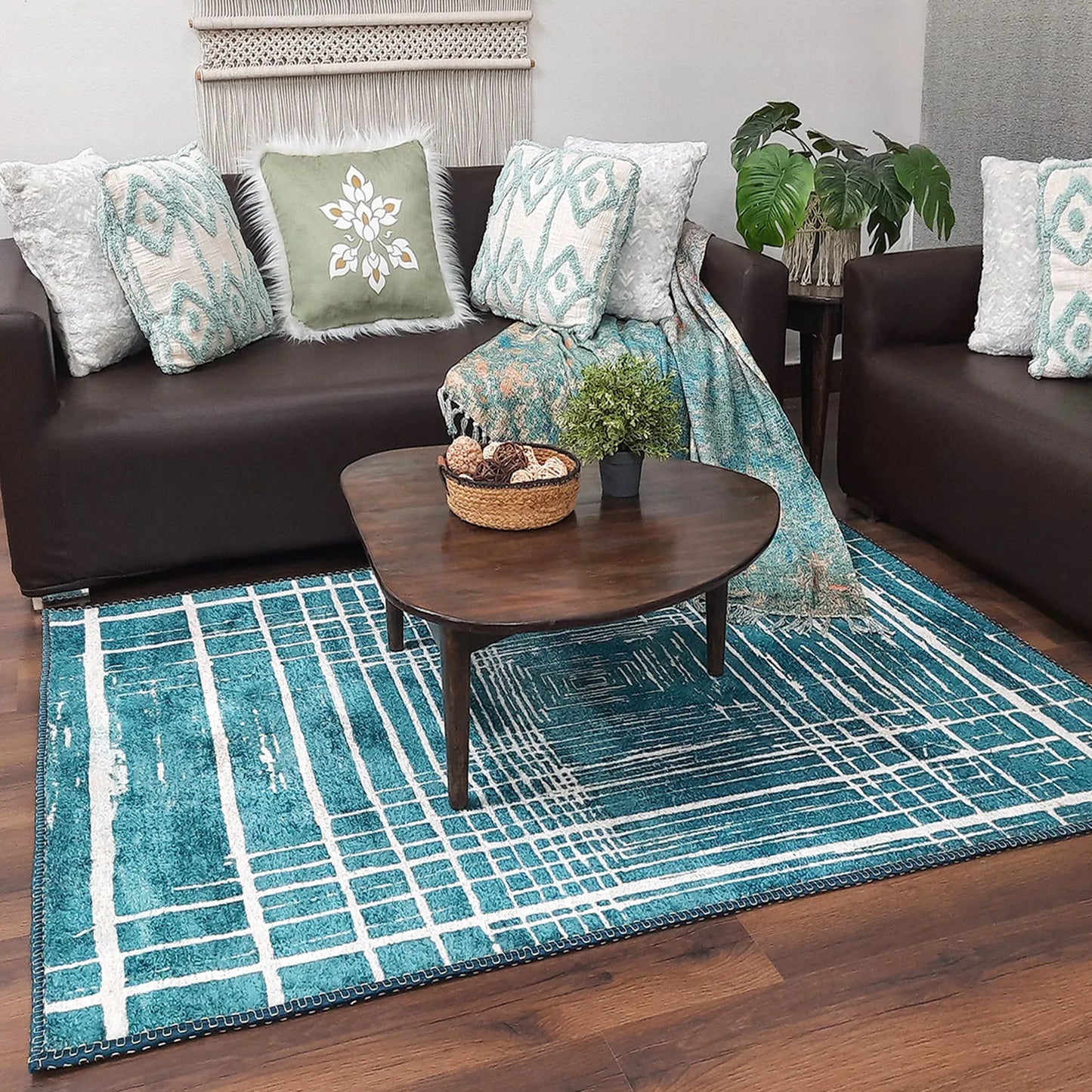 Avioni Home Faux Silk Carpet for Your Living Room | Modern & Luxurious | Durable and Washable | SeaBird Collection